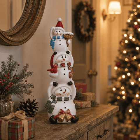 Three Kings Ornaments Decor Three Kings Snow Stack Statuette Christmas Decoration