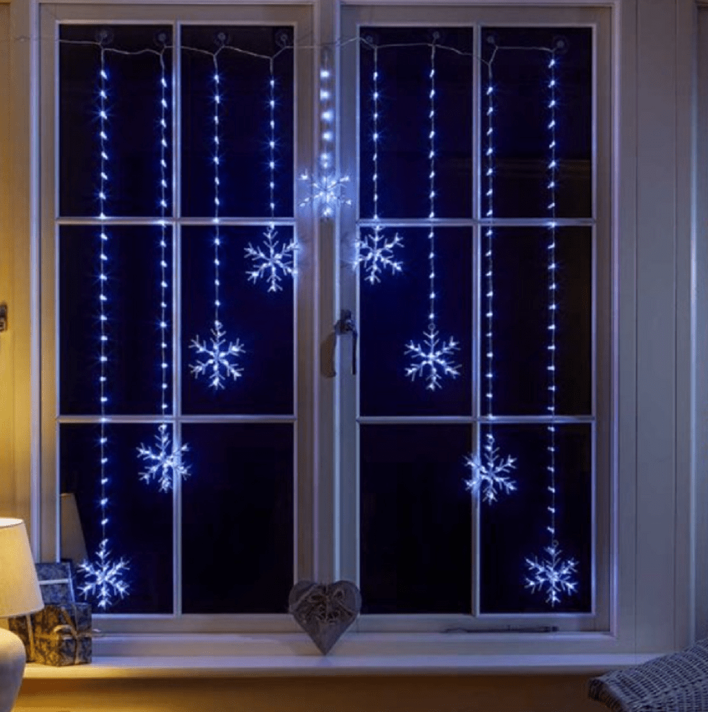 Three Kings Christmas Indoor Lights Three Kings Snowflake Curtain String Lights Cool White