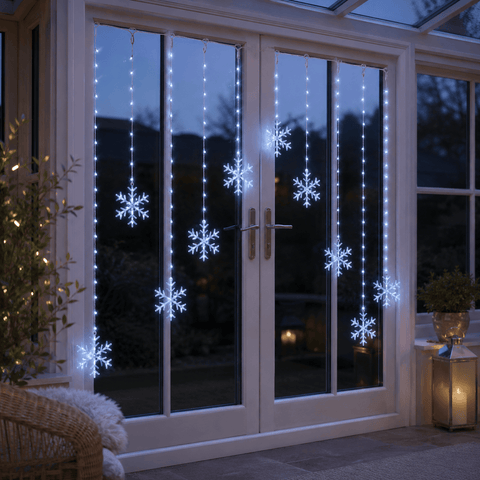 Three Kings LED Curtain Lights Three Kings Snowflake Curtain String Lights – Cool White