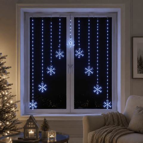 Three Kings LED Curtain Lights Three Kings Snowflake Curtain String Lights – Cool White