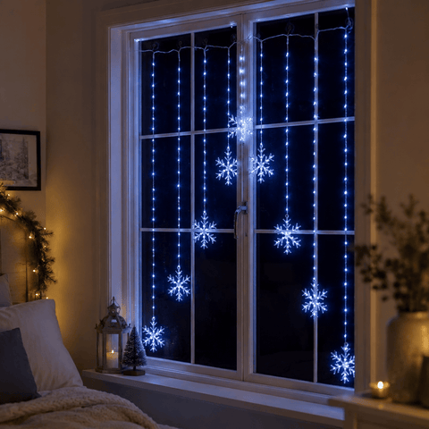Three Kings LED Curtain Lights Three Kings Snowflake Curtain String Lights – Cool White