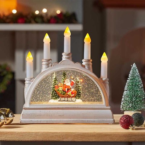 Three Kings Candle Bridges Three Kings SnowSwirl Santa Globe Candle Decoration
