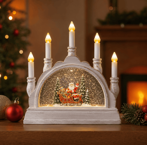 Three Kings Candle Bridges Three Kings SnowSwirl Santa Globe Candle Decoration
