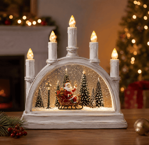 Three Kings Candle Bridges Three Kings SnowSwirl Santa Globe Candle Decoration
