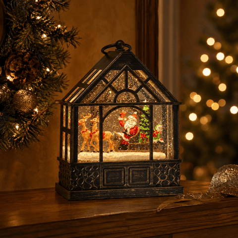 Three Kings Snow Globes Three Kings SnowSwirl Santa's Greenhouse Globe Candle Decoration