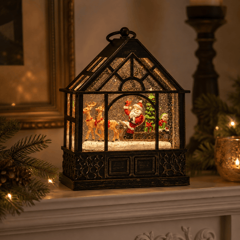 Three Kings Snow Globes Three Kings SnowSwirl Santa's Greenhouse Globe Candle Decoration