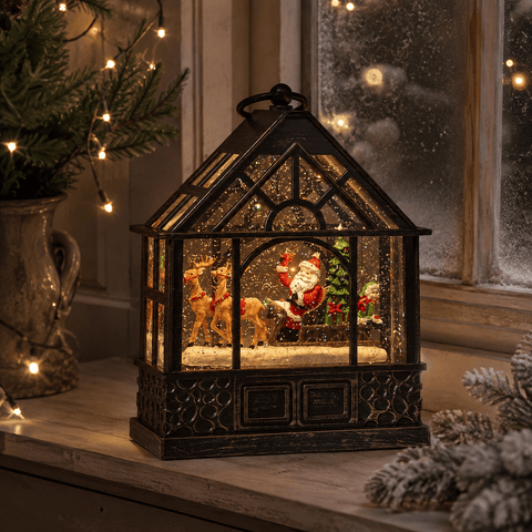 Three Kings Snow Globes Three Kings SnowSwirl Santa's Greenhouse Globe Candle Decoration