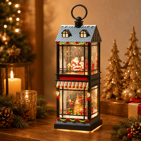 Three Kings Lanterns Christmas Three Kings SnowSwirl Santa's Home Lantern – 30cm