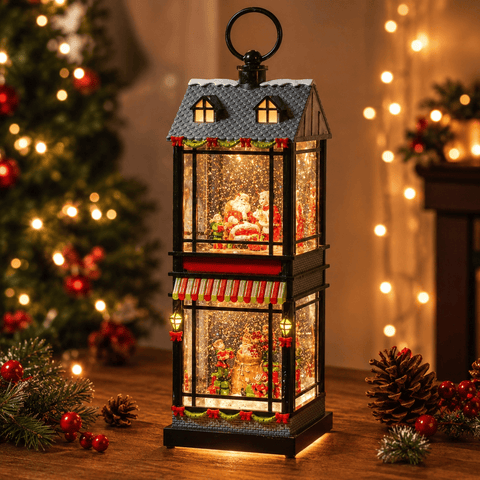 Three Kings Lanterns Christmas Three Kings SnowSwirl Santa's Home Lantern – 30cm
