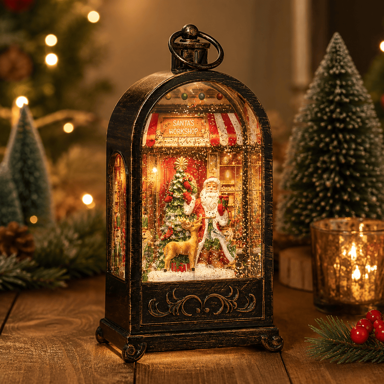 Three Kings Lanterns Christmas Three Kings SnowSwirl Santa's Workshop Lantern – 30cm