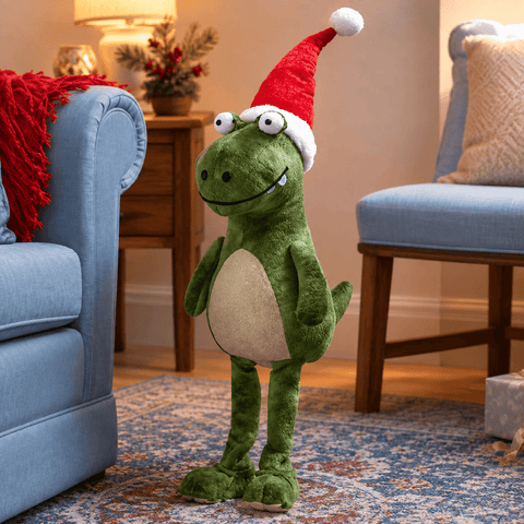 Three Kings Dinosaur Christmas Three Kings Standing Green Festive Dino Christmas Plush – Large