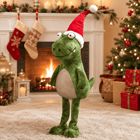 Three Kings Dinosaur Christmas Three Kings Standing Green Festive Dino Christmas Plush – Large