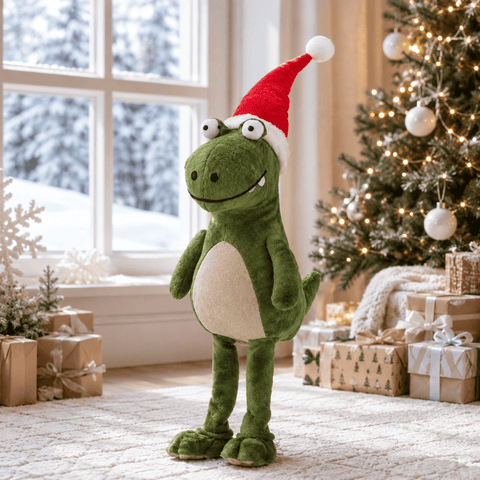 Three Kings Dinosaur Christmas Three Kings Standing Green Festive Dino Christmas Plush – Large