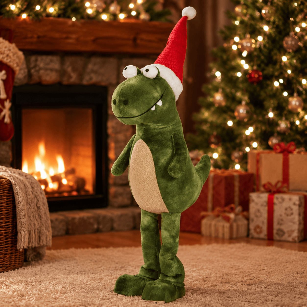 Three Kings Dinosaur Christmas Three Kings Standing Green Festive Dino XL – 85cm