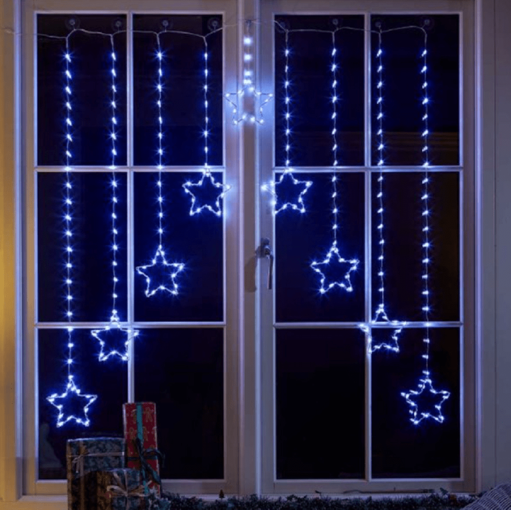 Three Kings Christmas Indoor Lights Three Kings Star Curtain String Lights Cool White