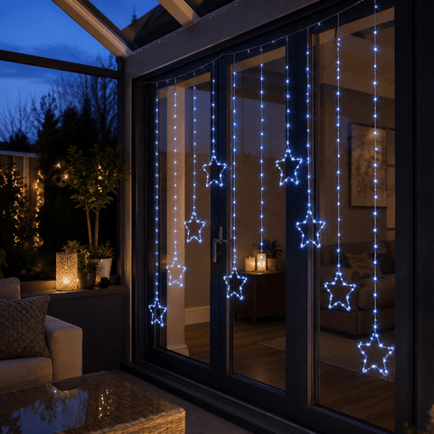 Three Kings LED Curtain Lights Three Kings Star Curtain String Lights – Cool White