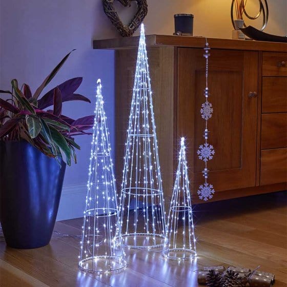 Three Kings LED String Trees Three Kings TreeCone Trio Cool White