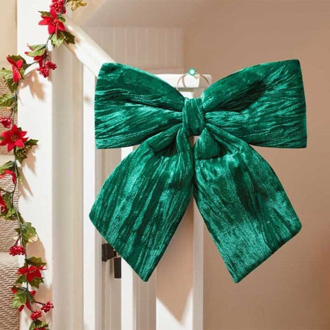 Three Kings Hanging Decor 34cm Three Kings Velvet Bow Emerald - Assorted Sizes