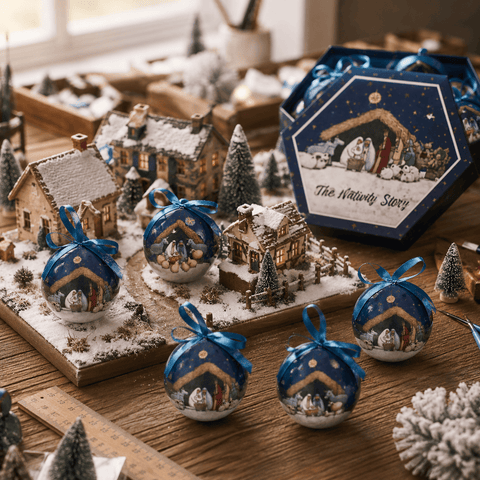 Three Kings Baubles Three Kings Vintage Mixed Pack Nativity Baubles – Pack Of 7