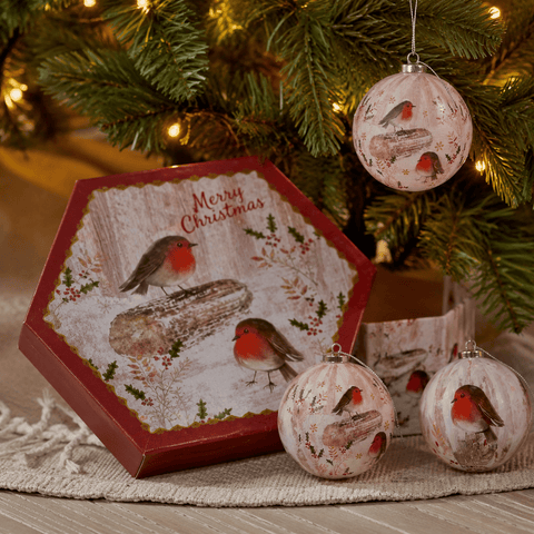 Three Kings Baubles Three Kings Vintage Robin Christmas Baubles – Set Of 14