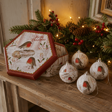 Three Kings Baubles Three Kings Vintage Robin Christmas Baubles – Set Of 7