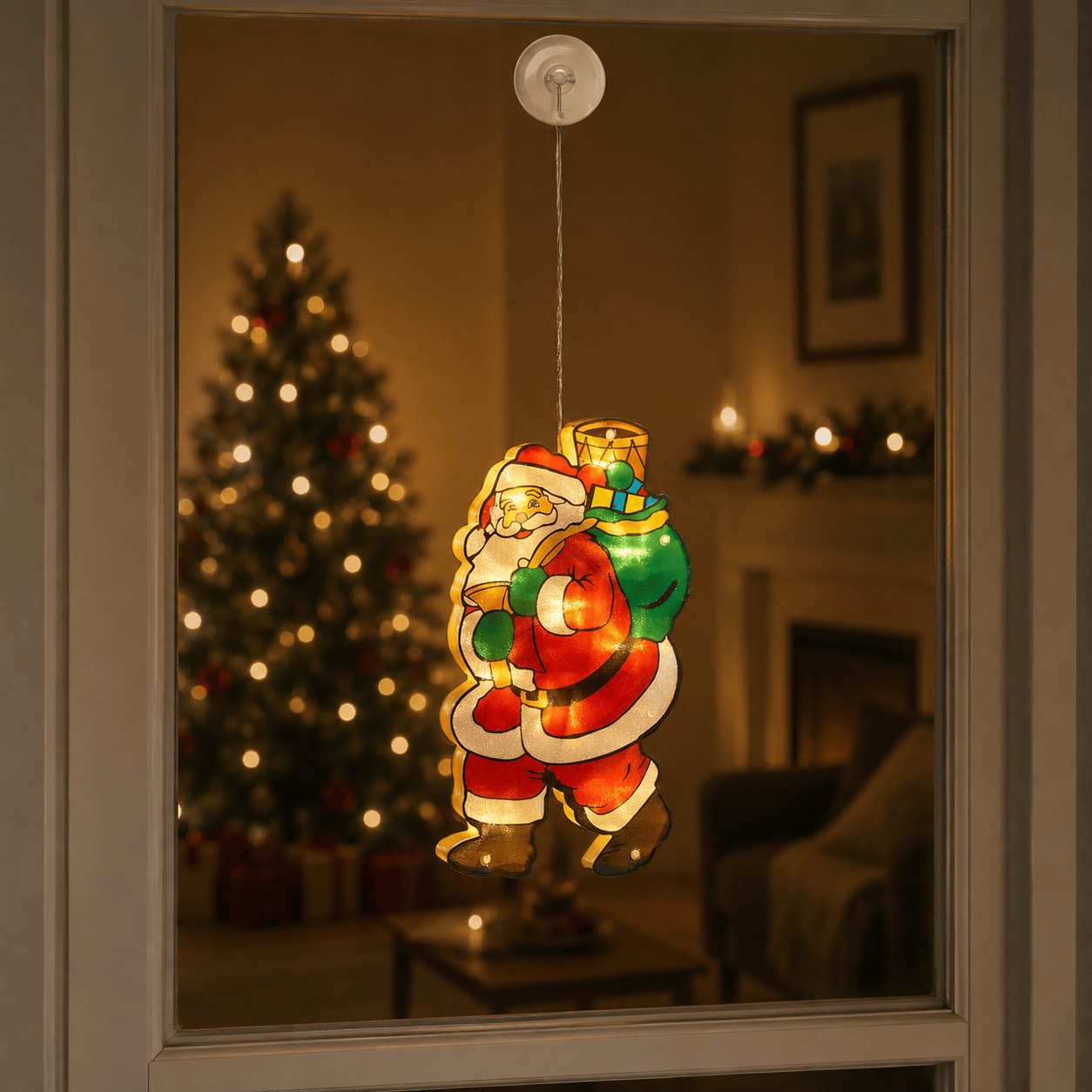 Three Kings Christmas Lit hanging Decor Three Kings Vintage WindoSanta – Santa Design