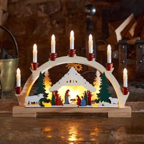 Three Kings Wooden Models & Scenes Three Kings WhimScapes 7 LED Nativity Candle Bridge