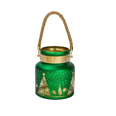 Three Kings Ornaments Decor Three Kings Wonderland Lantern – Emerald Glass Christmas Lantern Decoration