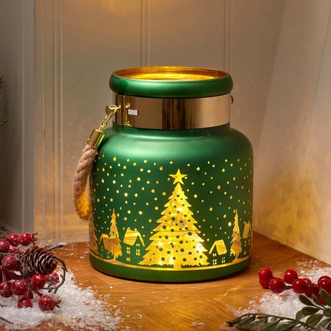Three Kings Ornaments Decor Three Kings Wonderland Lantern – Emerald Glass Christmas Lantern Decoration