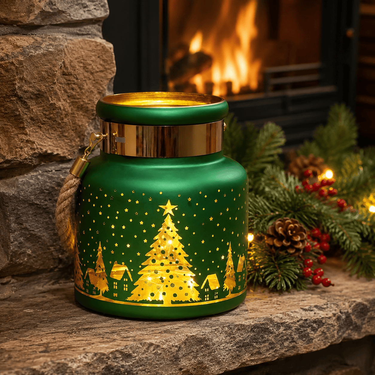 Three Kings Ornaments Decor Three Kings Wonderland Lantern – Emerald Glass Christmas Lantern Decoration