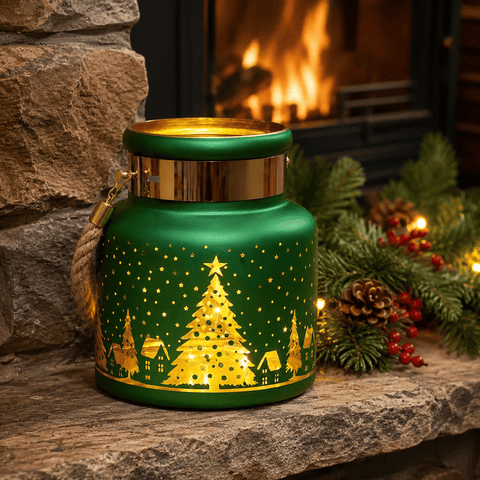 Three Kings Ornaments Decor Three Kings Wonderland Lantern – Emerald Glass Christmas Lantern Decoration