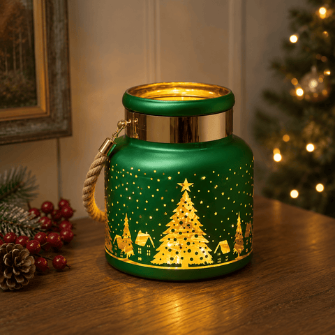 Three Kings Ornaments Decor Three Kings Wonderland Lantern – Emerald Glass Christmas Lantern Decoration