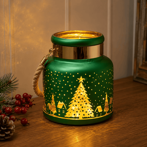 Three Kings Ornaments Decor Three Kings Wonderland Lantern – Emerald Glass Christmas Lantern Decoration
