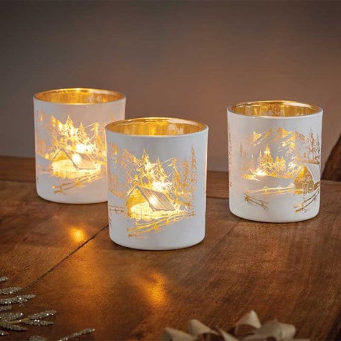 Three Kings Lanterns Christmas Three Kings Wonderland T-Light Holder - White - 3 PK