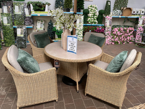 Trowell Garden Living Antigua 4 Seat Dining Set with Parasol and Base