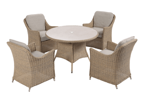 Trowell Garden Living Antigua 4 Seat Dining Set with Parasol and Base
