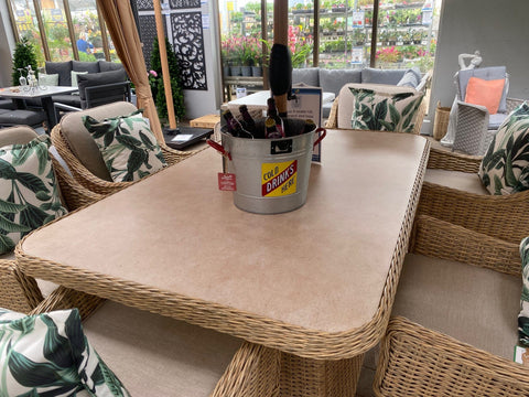 Trowell Garden Living Antigua 6 Seat High Dining Set with Parasol with Parasol and Base