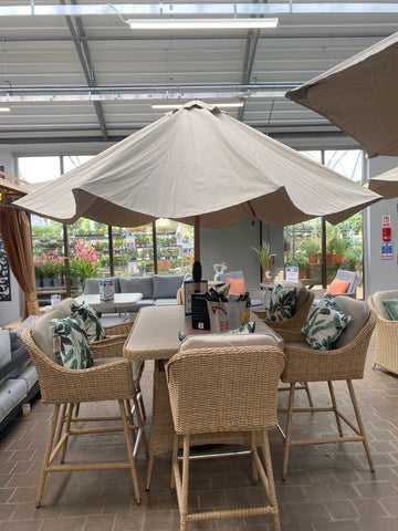 Trowell Garden Living Antigua 6 Seat High Dining Set with Parasol with Parasol and Base