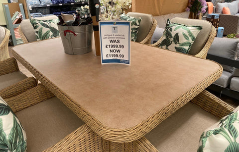 Trowell Garden Living Antigua 6 Seat High Dining Set with Parasol with Parasol and Base