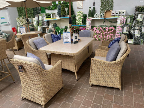 Trowell Garden Living Antigua 6 Seat Rectangular Dining Set with Parasol and Base