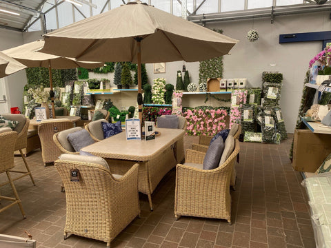 Trowell Garden Living Antigua 6 Seat Rectangular Dining Set with Parasol and Base