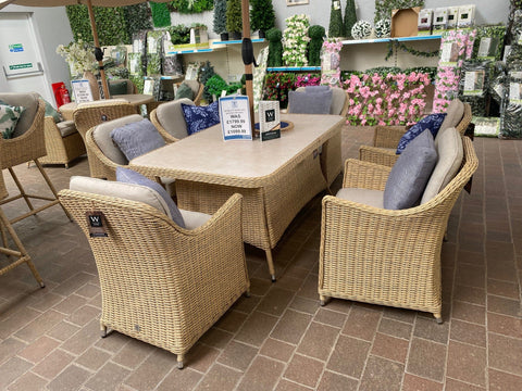 Trowell Garden Living Antigua 6 Seat Rectangular Dining Set with Parasol and Base