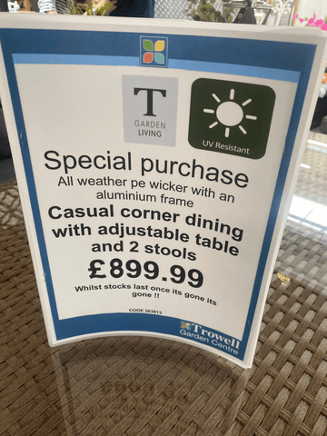 Trowell Garden Living Garden Furniture Set Trowell Garden Living Casual Corner Dining Set with Adjustable Table and Two Stools