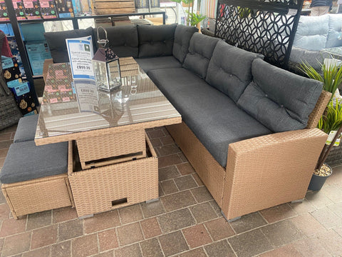 Trowell Garden Living Garden Furniture Set Trowell Garden Living Casual Corner Dining Set with Adjustable Table and Two Stools