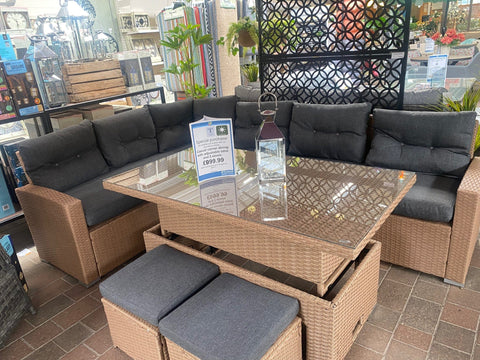 Trowell Garden Living Garden Furniture Set Trowell Garden Living Casual Corner Dining Set with Adjustable Table and Two Stools