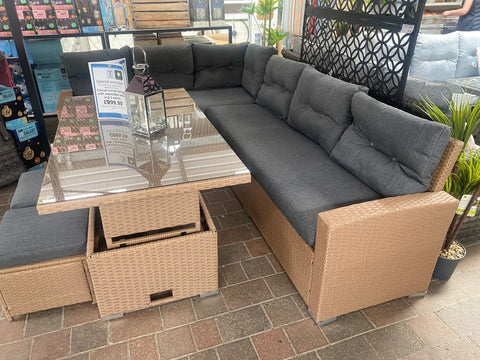 Trowell Garden Living Garden Furniture Set Trowell Garden Living Casual Corner Dining Set with Adjustable Table and Two Stools