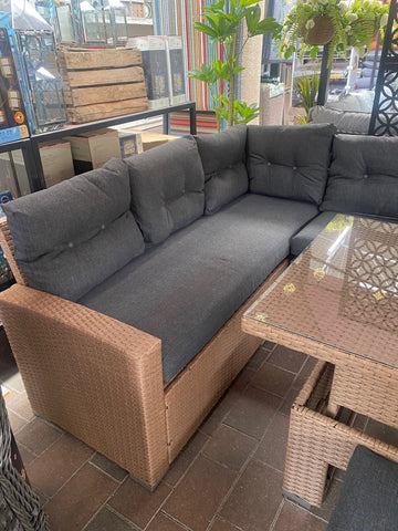 Trowell Garden Living Garden Furniture Set Trowell Garden Living Casual Corner Dining Set with Adjustable Table and Two Stools