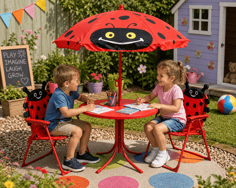 Koopman International Garden Furniture Children's Trowell Garden Living Children's Bistro Garden Set Ladybird Design