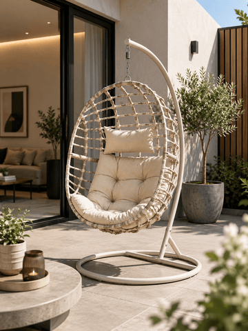 Koopman International Garden Hanging Egg Chair Trowell Garden Living Egg Chair Beige