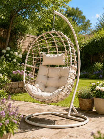 Koopman International Garden Hanging Egg Chair Trowell Garden Living Egg Chair Beige